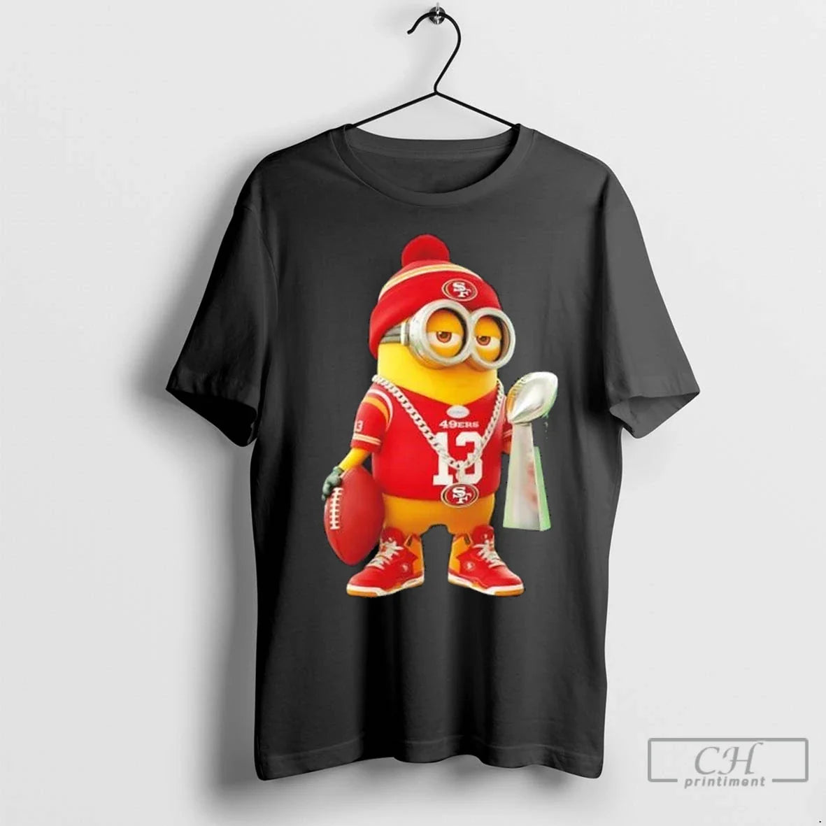 Premium San Francisco 49Ers X Minions Hold Super Bowl Trophy Long