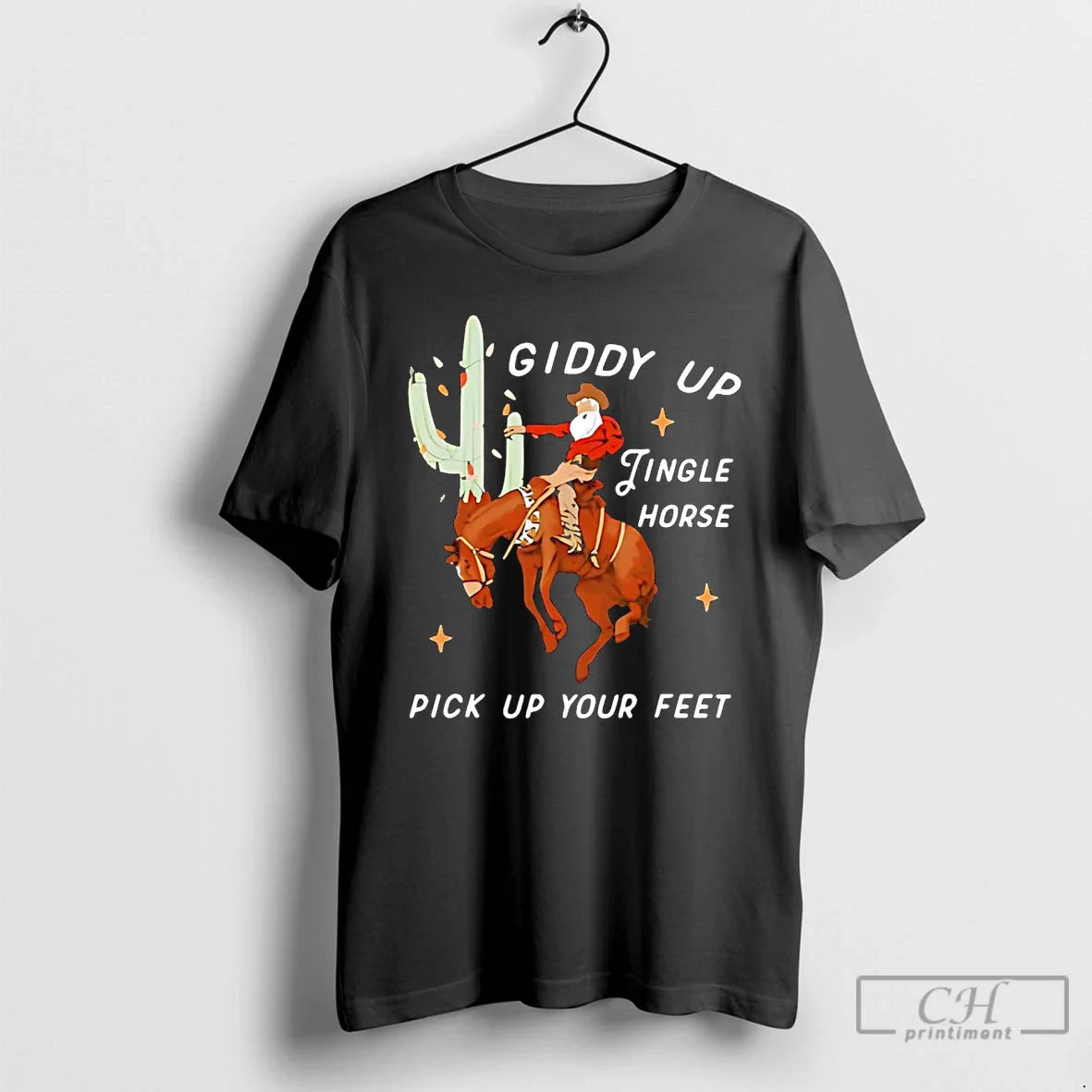 Premium Santa Cowboy Giddy Up Jingle Horse Pickup Your Feet Tee
