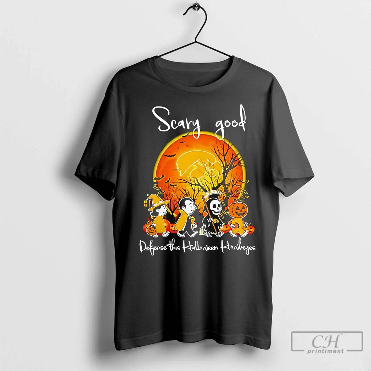 Premium Scary Good Defense This Halloween Iowa Hawkeyes Football Tee