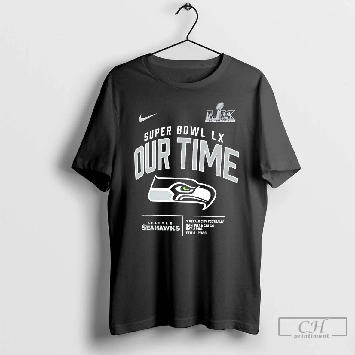 Seattle Seahawks 2025 Super Bowl Lx Out Time Clear Sign Hoodie
