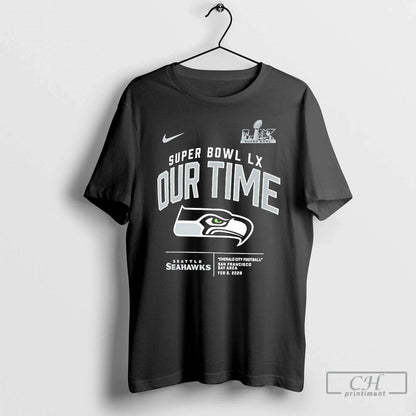 Seattle Seahawks 2025 Super Bowl Lx Out Time Clear Sign Hoodie