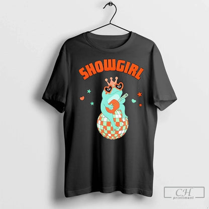 Premium Showgirl Frog Playing Guitar Mirror Ball T Shirts Hoodie
