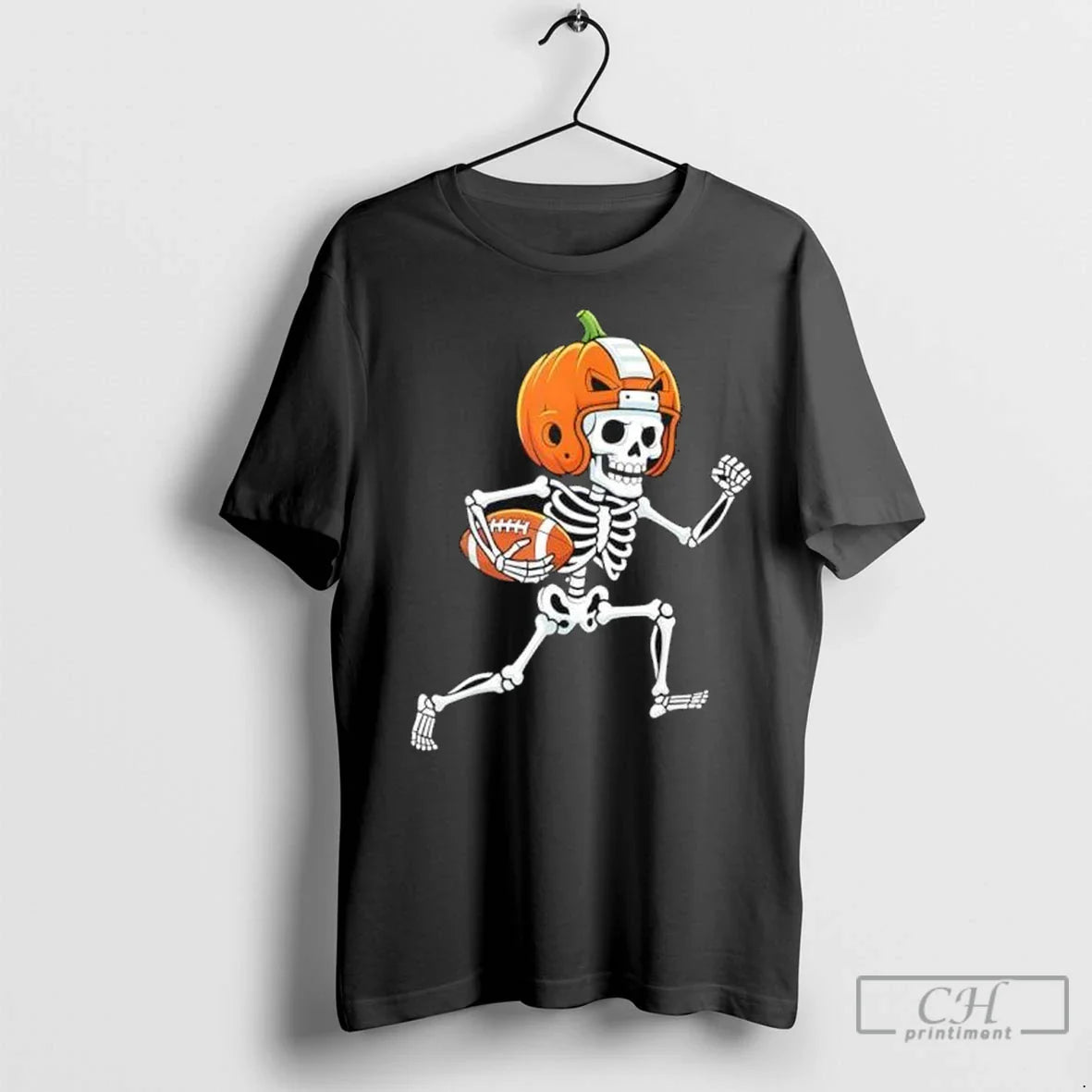 Premium Skeleton American Football Player Spooky Sports T Shirts