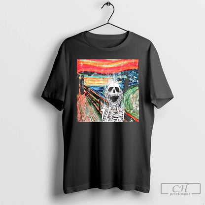 Premium Skeleton Scream Edvard Munchs Famous T Shirts Sweatshirt
