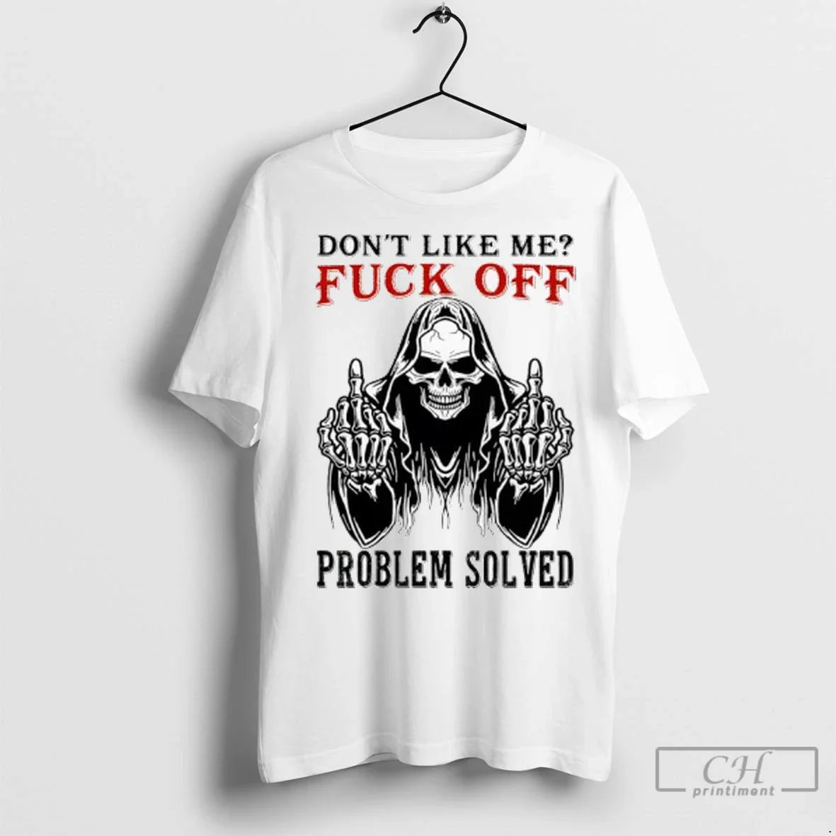 Premium Skeleton Dont Like Me Fuck Off Problem Solved Ladies Tank Top