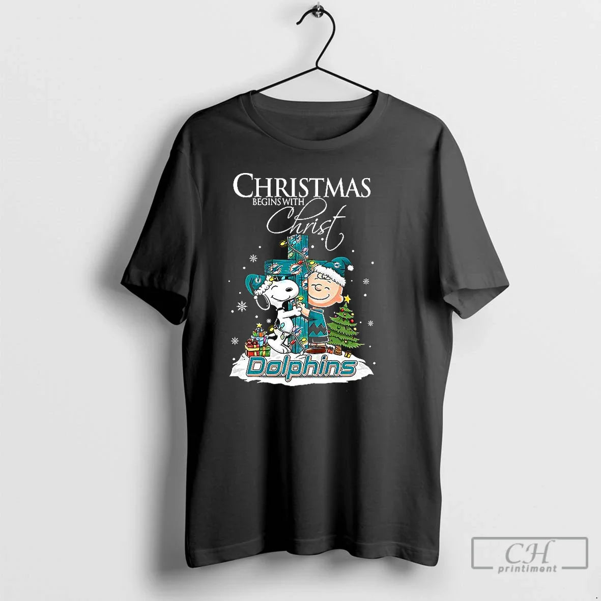 Premium Snoopy And Charlie Brown X Miami Dolphins Begins Christ Cross