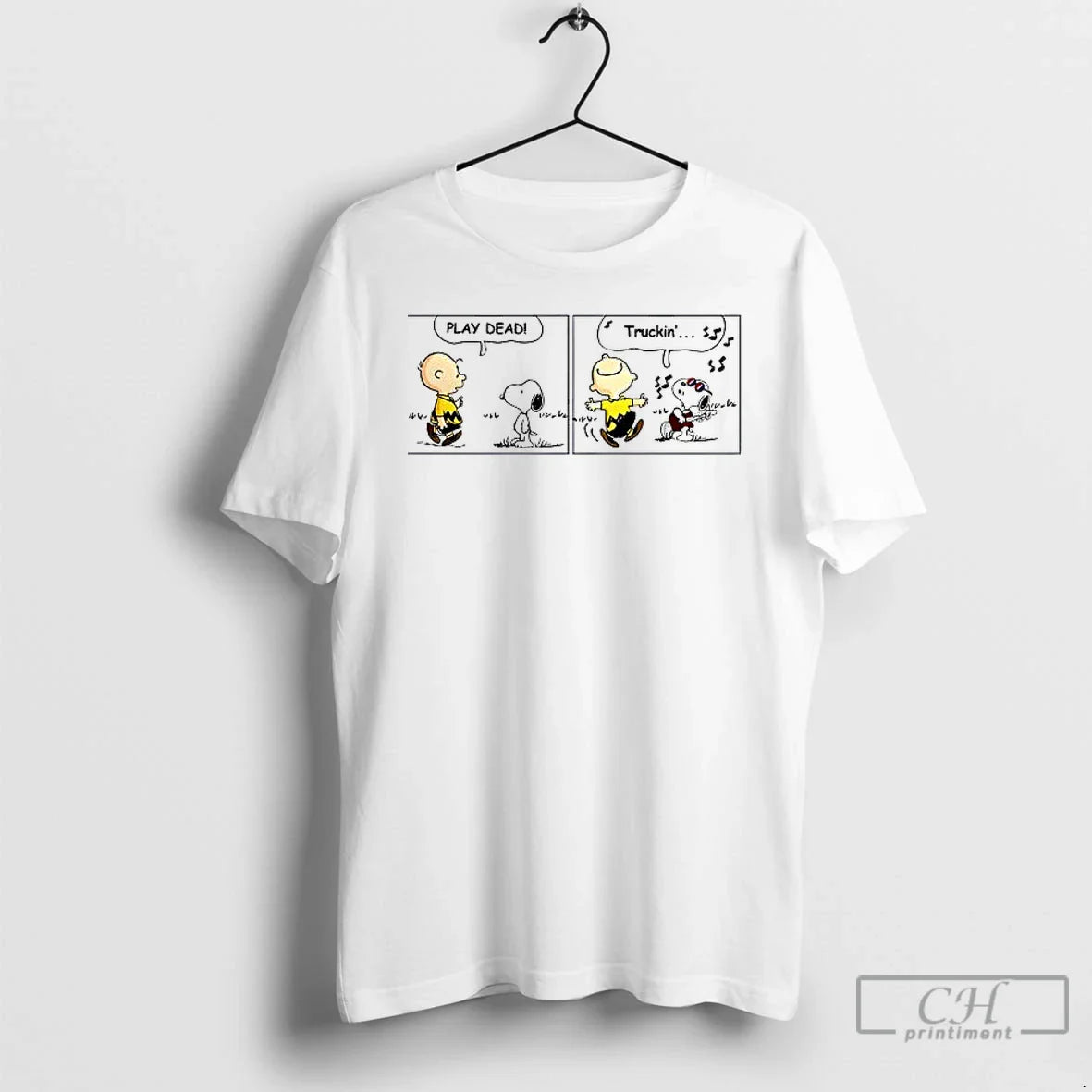 Premium Snoopy And Charlie Brown Play Dead Truckin Tee Modern Apparel
