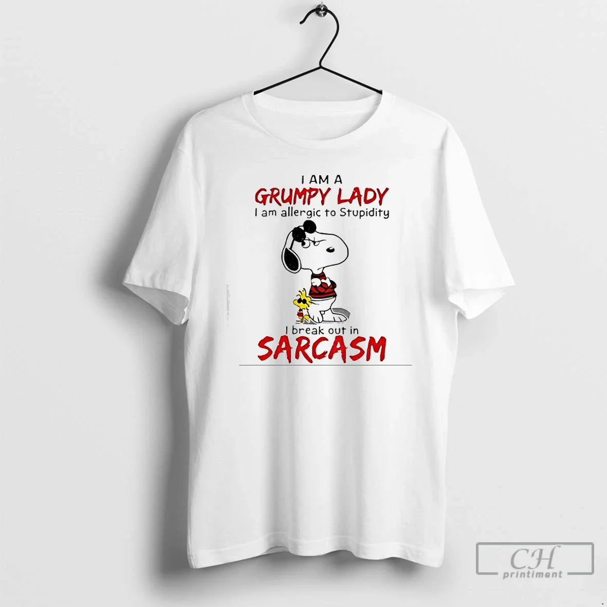 Premium Snoopy And Woodstock I Am Grumpy Lady I Am Allergic To