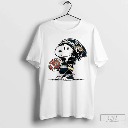Premium Snoopy Wears Jacksonville Jaguars Logo T Shirts TShirt