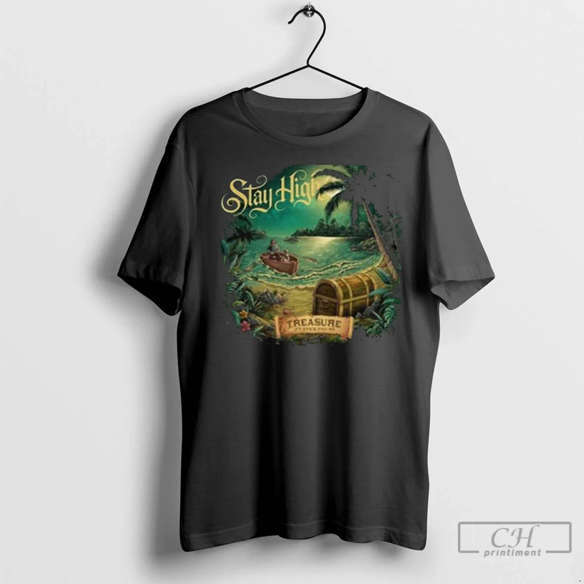 Premium Stay High Stick Figure Treasure Black Long Sleve Tee Designer