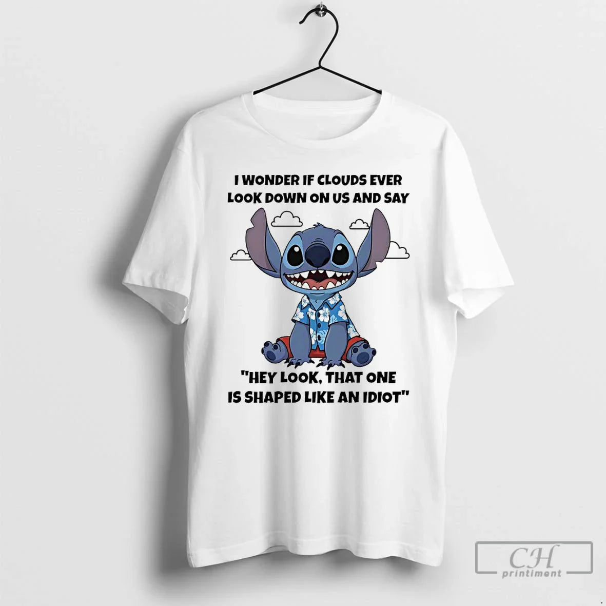 Premium Stitch I Wonder If Clouds Ever Down Us And Say Hey Tee Retro