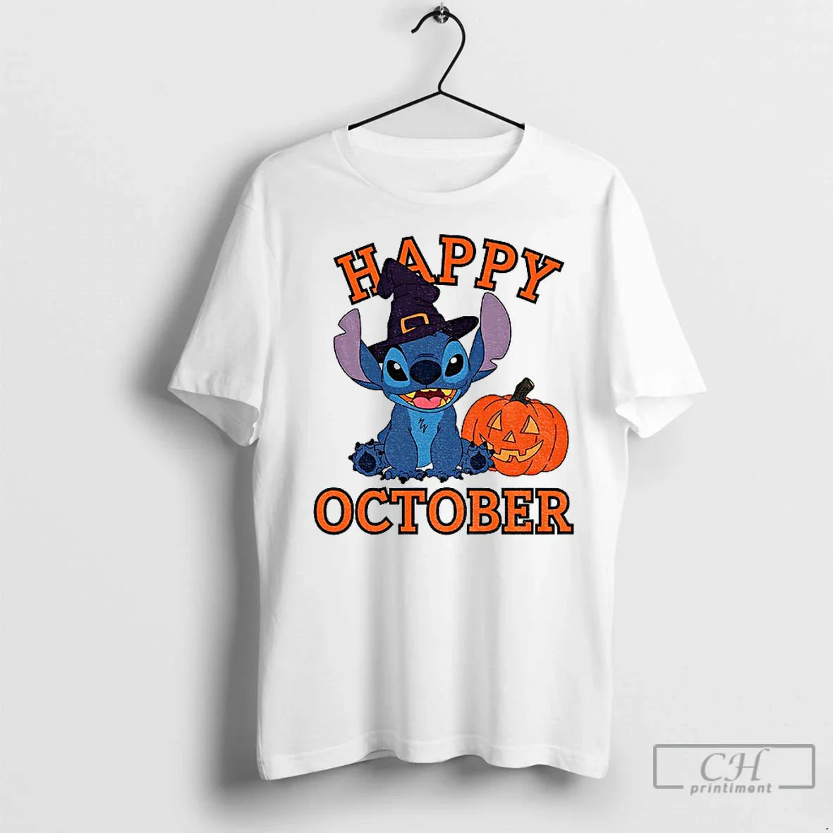 Premium Stitch Witches Pumpkin Happy October Halloween 2025 Shirt