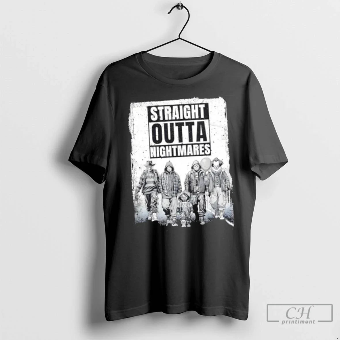 Premium Straight Outta Nightmares Horror Halloween Scary Long Sleeve