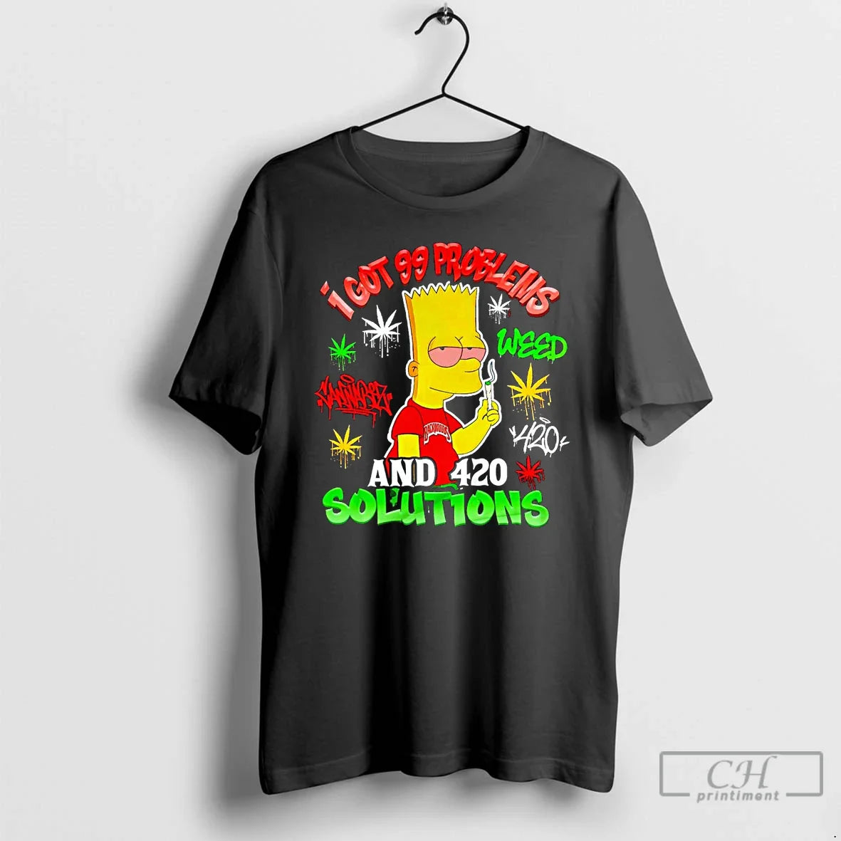 Premium Simpson I Got 99 Problems And 420 Solutions TShirt Retro Art