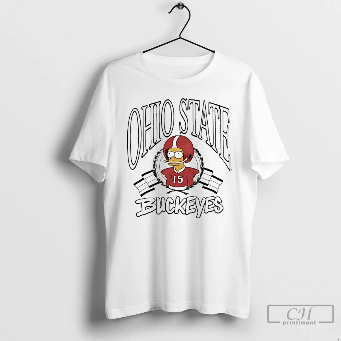 Premium Simpsons Bart X Ohio State Buckeyes T Shirts Tee Retro Design