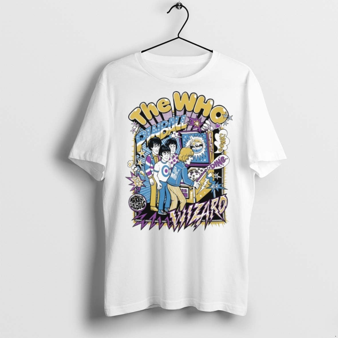 Premium Who X Market Pinball Players Wizard T Shirts Long Sleeve