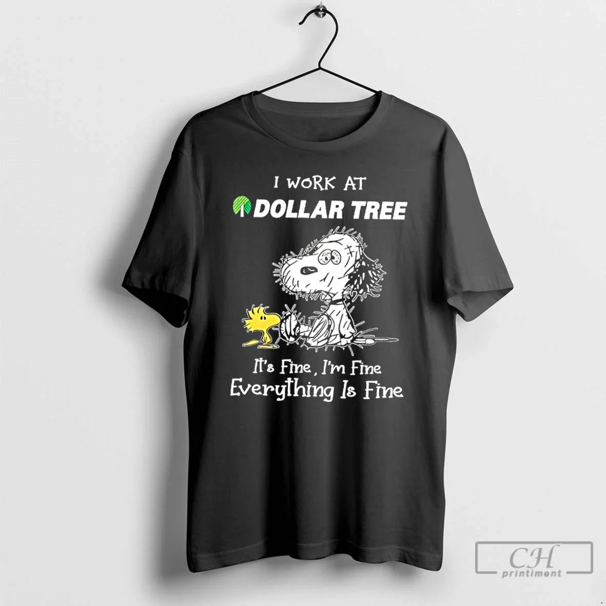 Premium Tired Snoopy I Work Dollar Tree Its Fine Im Fine Everything