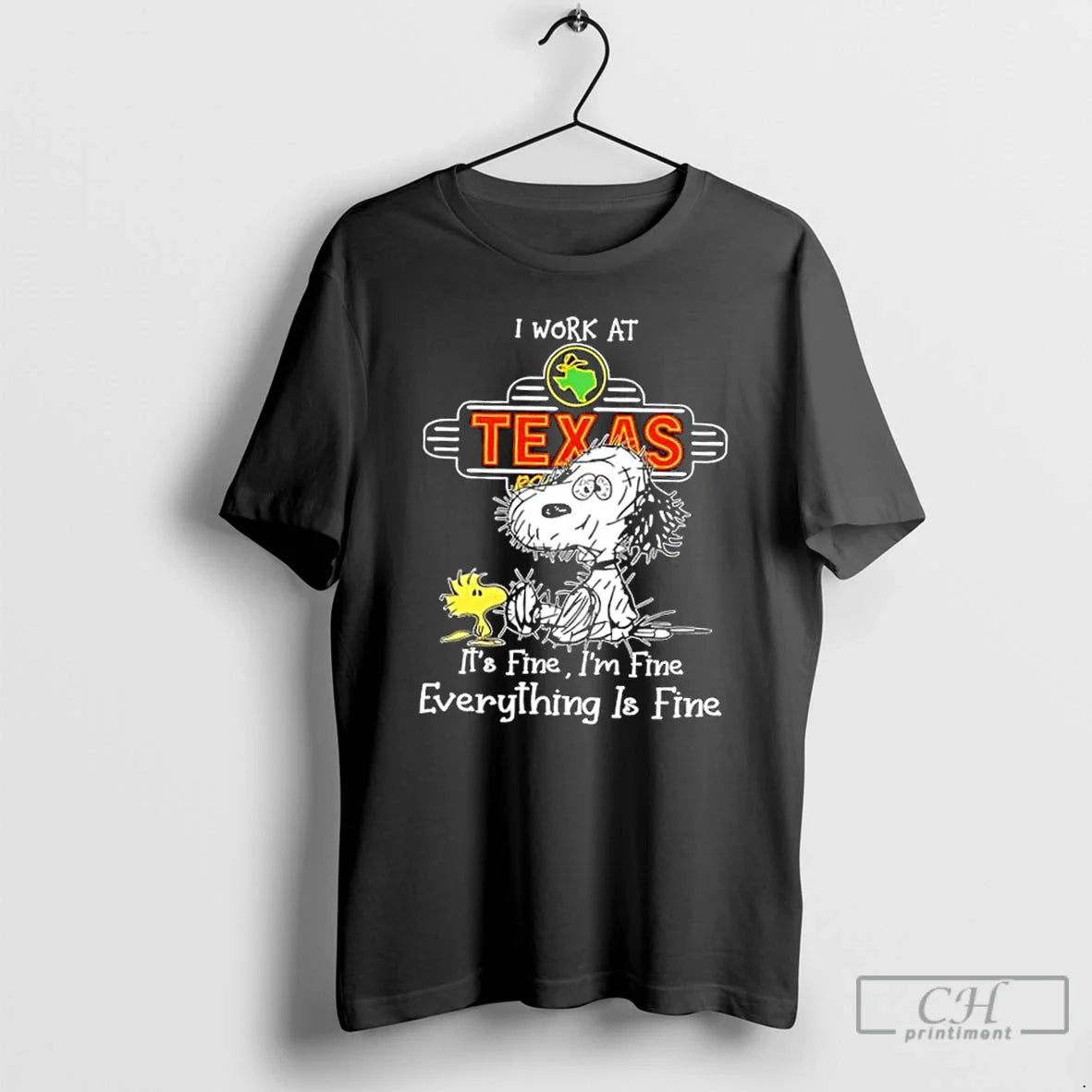 Premium Tired Snoopy And Woodstock I Work Texas Roadhouse Its Fine Im
