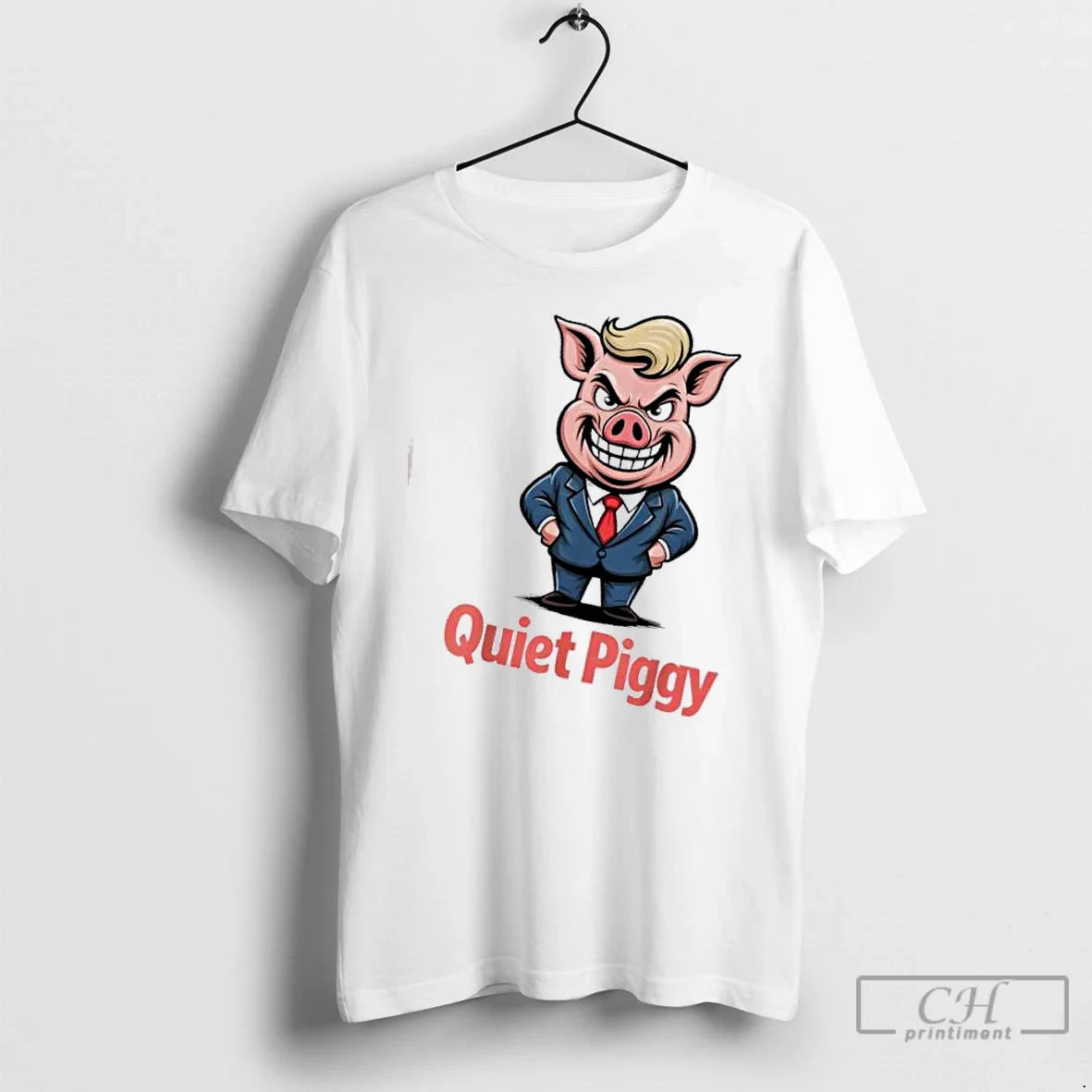 Premium Trump Quiet Quiet Piggy Sarcastic Political Pig Cartoon Tank