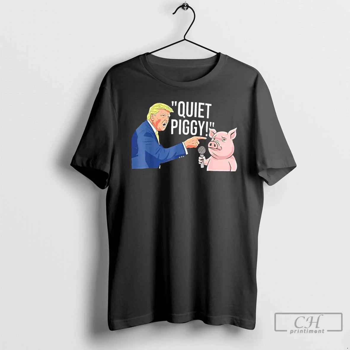 Premium Trump X Pig Quiet Piggy Cartoon TShirt Vintage Merch