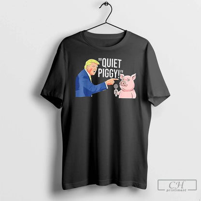 Premium Trump X Pig Quiet Piggy Cartoon TShirt Vintage Merch