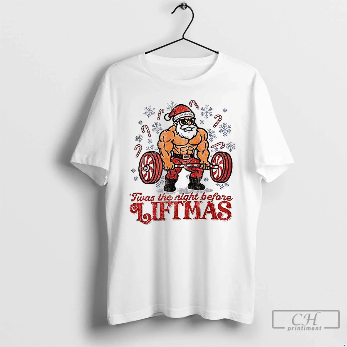 Premium Twas Night Before Liftmas Tee Retro Look