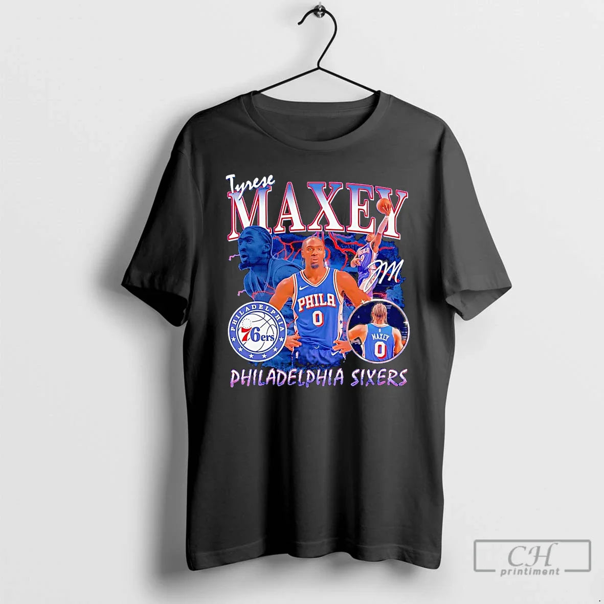 Premium Tyrese Maxey Player Collage Philadelphia 76Ers TShirt
