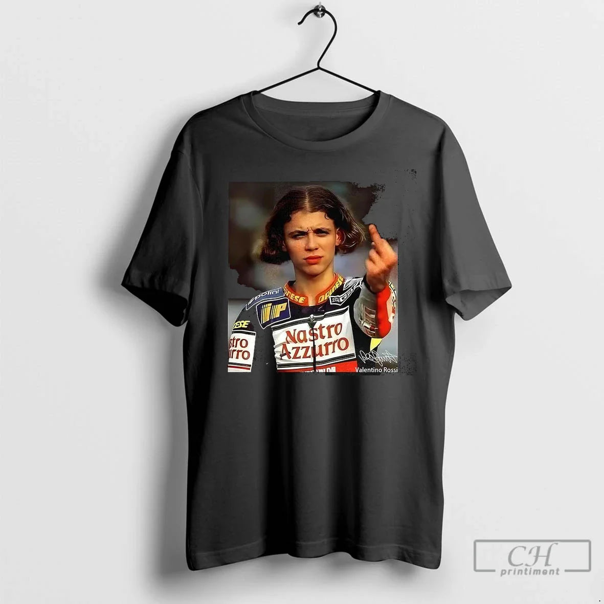 Premium Valentino Rossi Motogp Middle Finger Signature Tee Premium