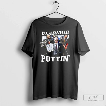Premium Vladimir Puttin Putin Playing Golf Flag Satirical T Shirts