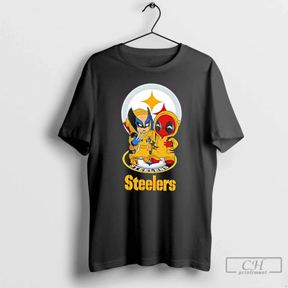 Premium Wolverine And Deadpool X Pittsburgh Steelers Football Shirt