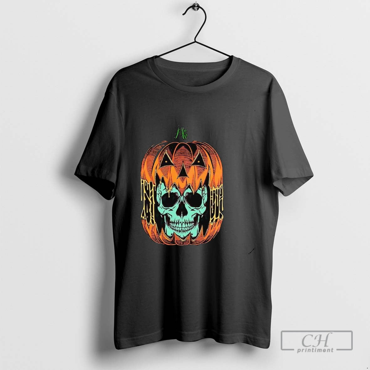 Pumpkin Eating Skull Halloween Tank Top Stylish Look