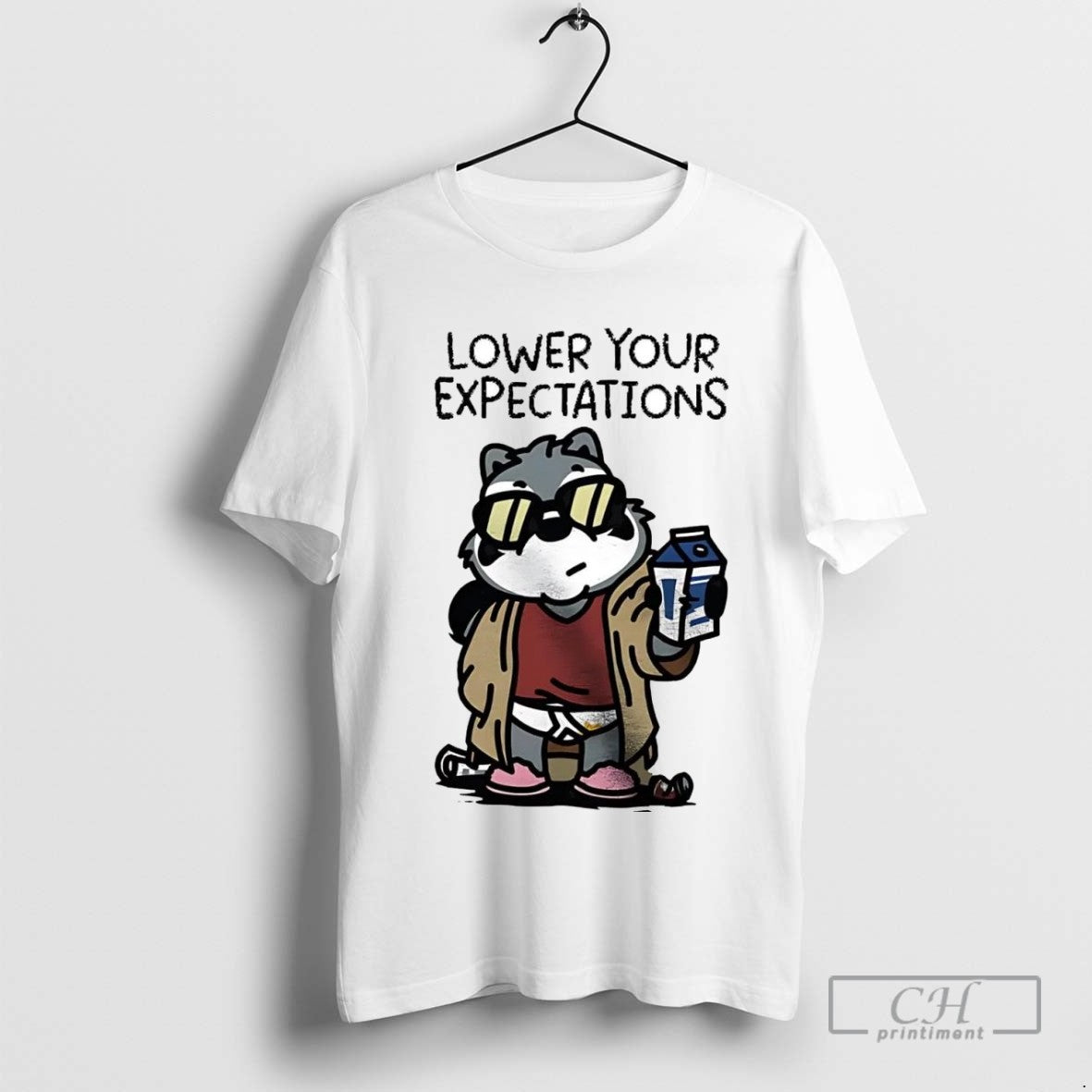 Raccoon Lower Your Expectations TShirt Premium Collection