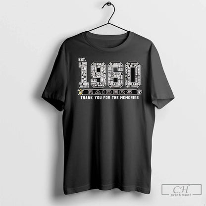 Raiders Est 1960 Players Names Thank You Memories T Shirts Sweatshirt