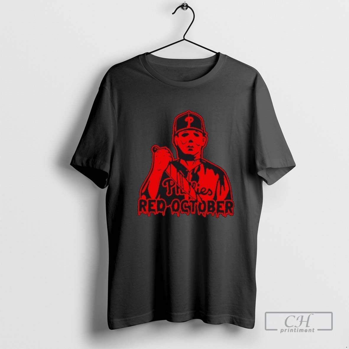 Red October Phillies Michael Myers Halloween Tee Exclusive Art
