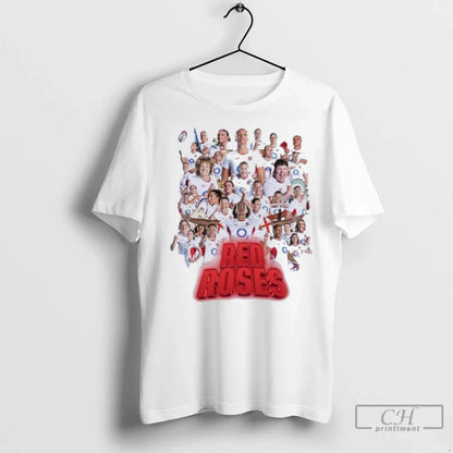 Red Roses England Womens Rugby World Cup 2025 Champions Tee Trendy
