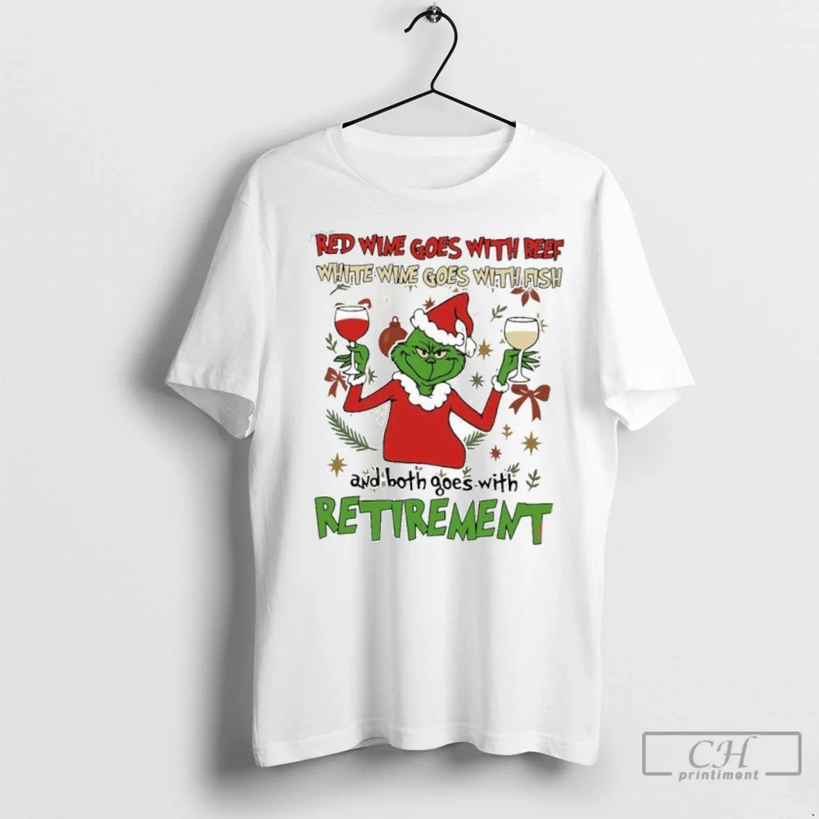 Red Wine Goes Beef White Wine Goes Fish Retirement T Shirts Hoodie