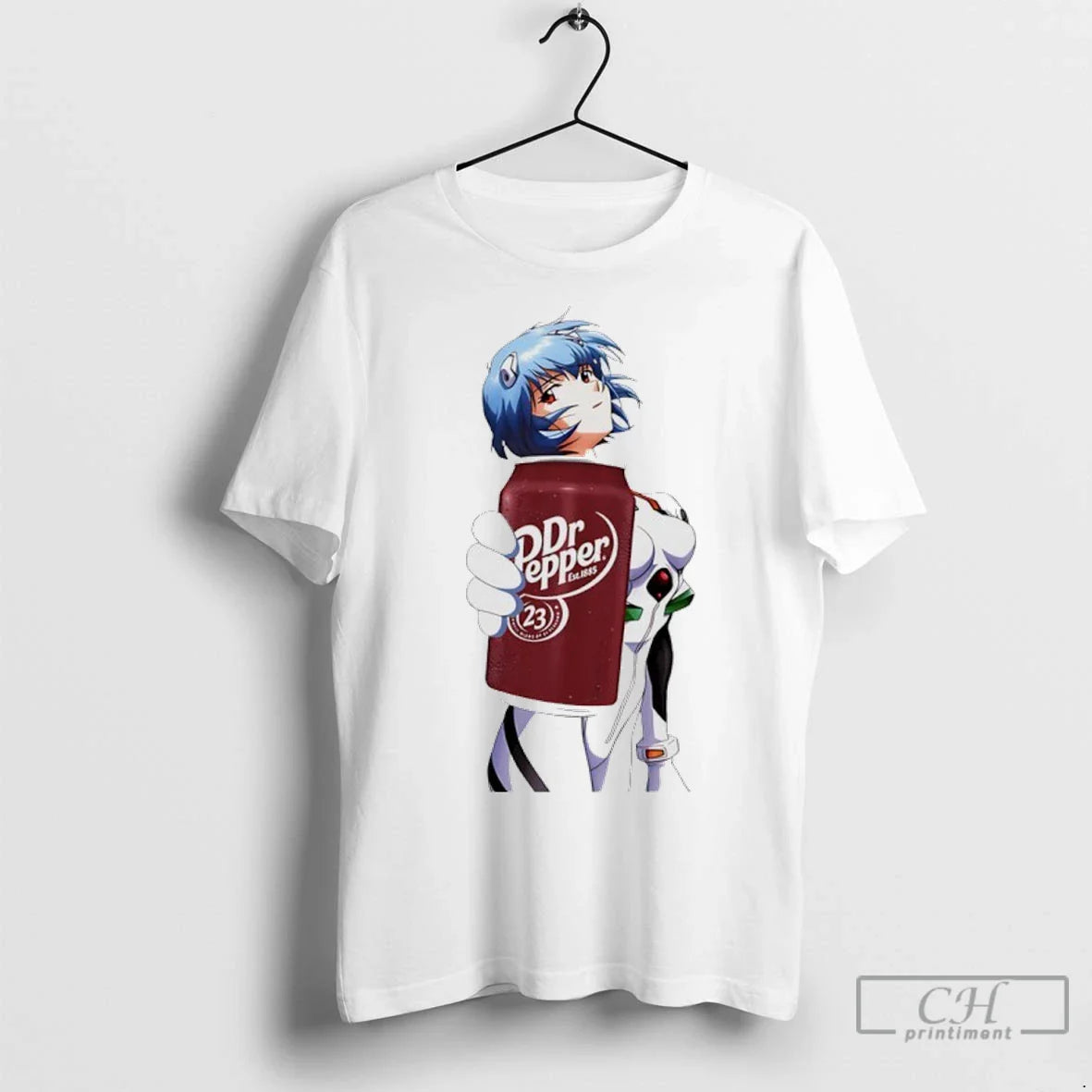 Rei Ayanami X Dr Pepper T Shirts Long Sleeve Vintage Art