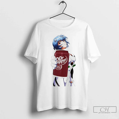 Rei Ayanami X Dr Pepper T Shirts Long Sleeve Vintage Art