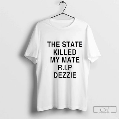 Ricky Tomlinson Wearing State Killed My Mate R I P Dezzie Shirt Retro
