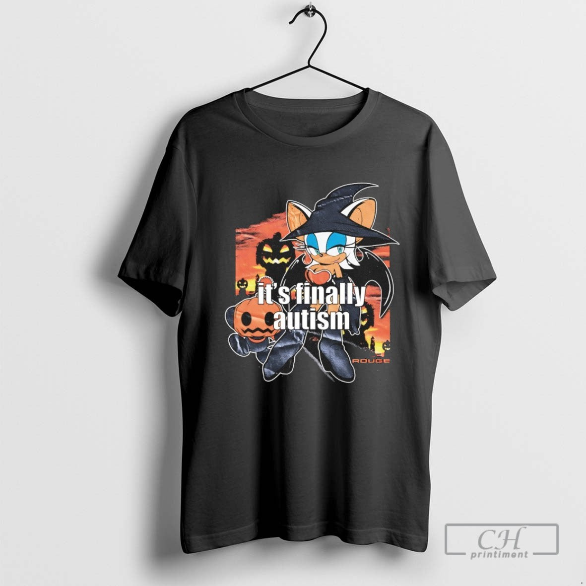 Rouge Bat Its Finally Autism Pumpkin Rouge TShirt Premium Outfit