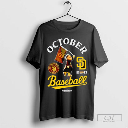 San Diego Padres Baseball October Mascot Flag Postseason 2025 Shirt