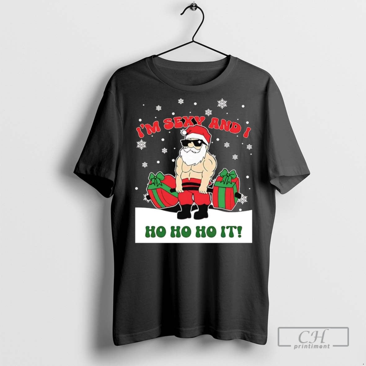 Santa Claus Lifting Weights Im Sexy And I Ho Ho It T Shirts Shirt
