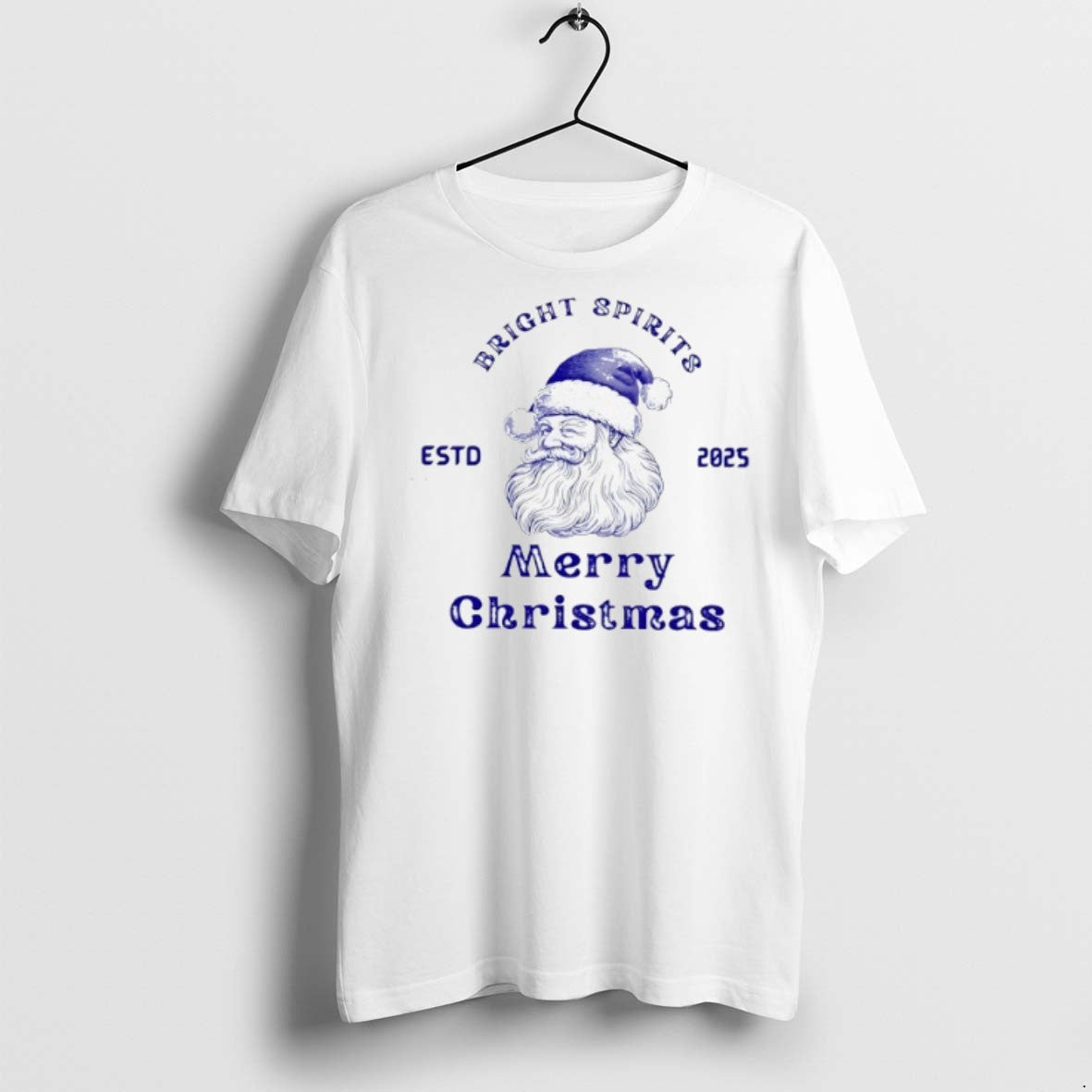 Santa Bright Spirits Merry Estd 2025 T Shirts Hoodie Vintage Merch