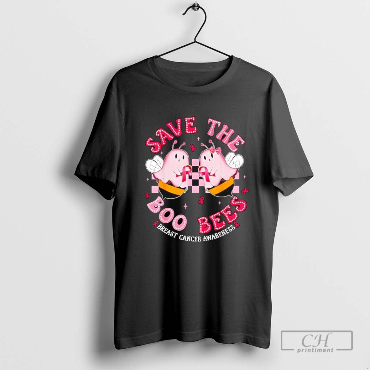 Save Boo Bees Breast Cancer Awareness Halloween Long Sleeve Retro