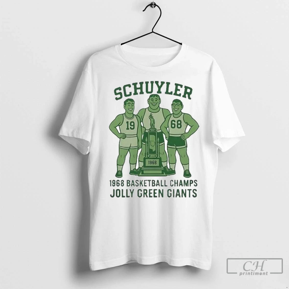 Schuyler Jolly Green Giants Basketball Champs 1968 T Shirts Tee