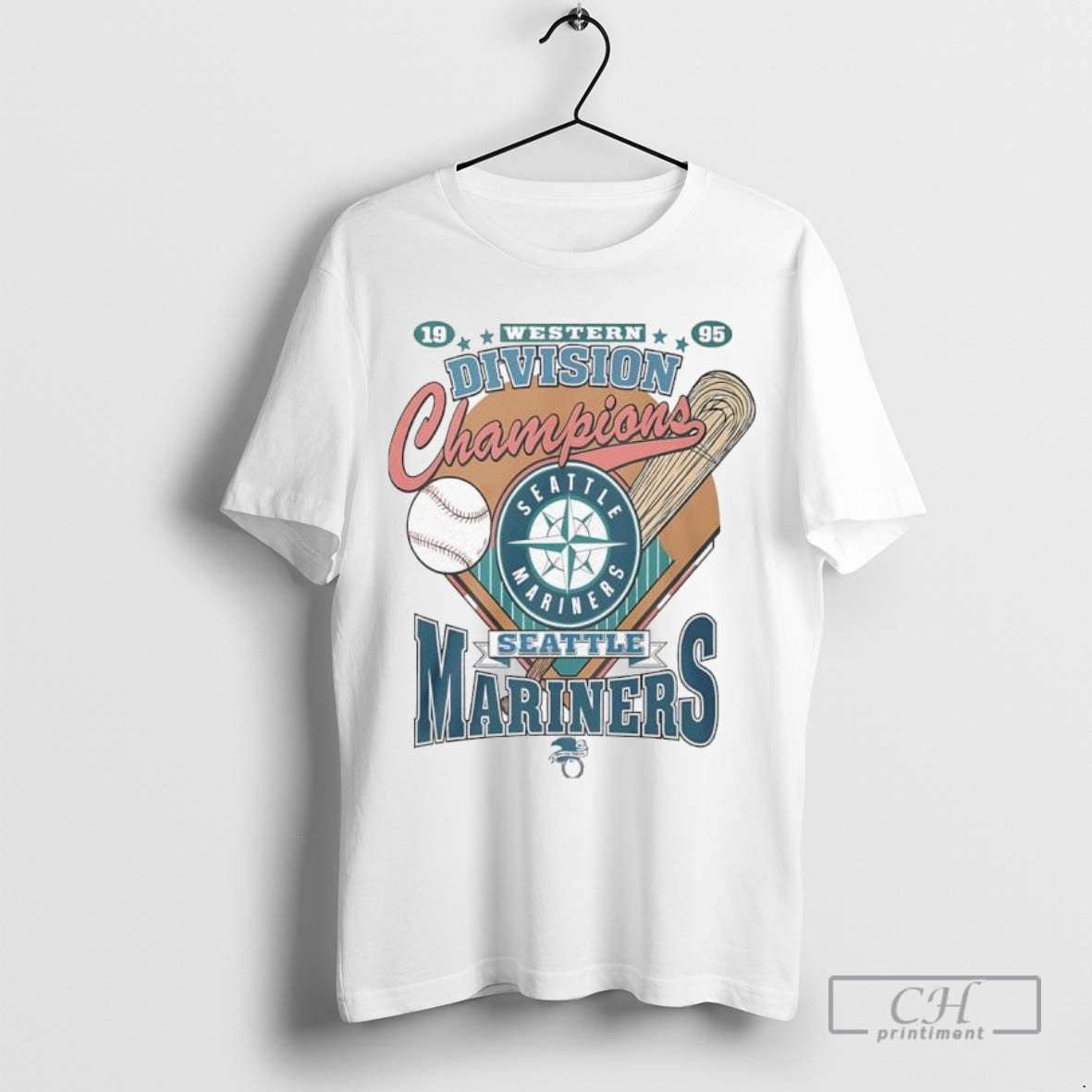 Seattle Mariners 1995 Western Division Champions Logo Ladies Shirt