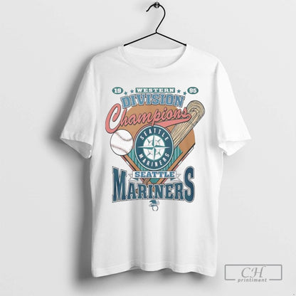 Seattle Mariners 1995 Western Division Champions Logo Ladies Shirt