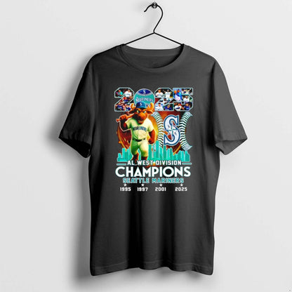 Seattle Mariners 2025 Al West Division Champions Mascot T Shirts Long