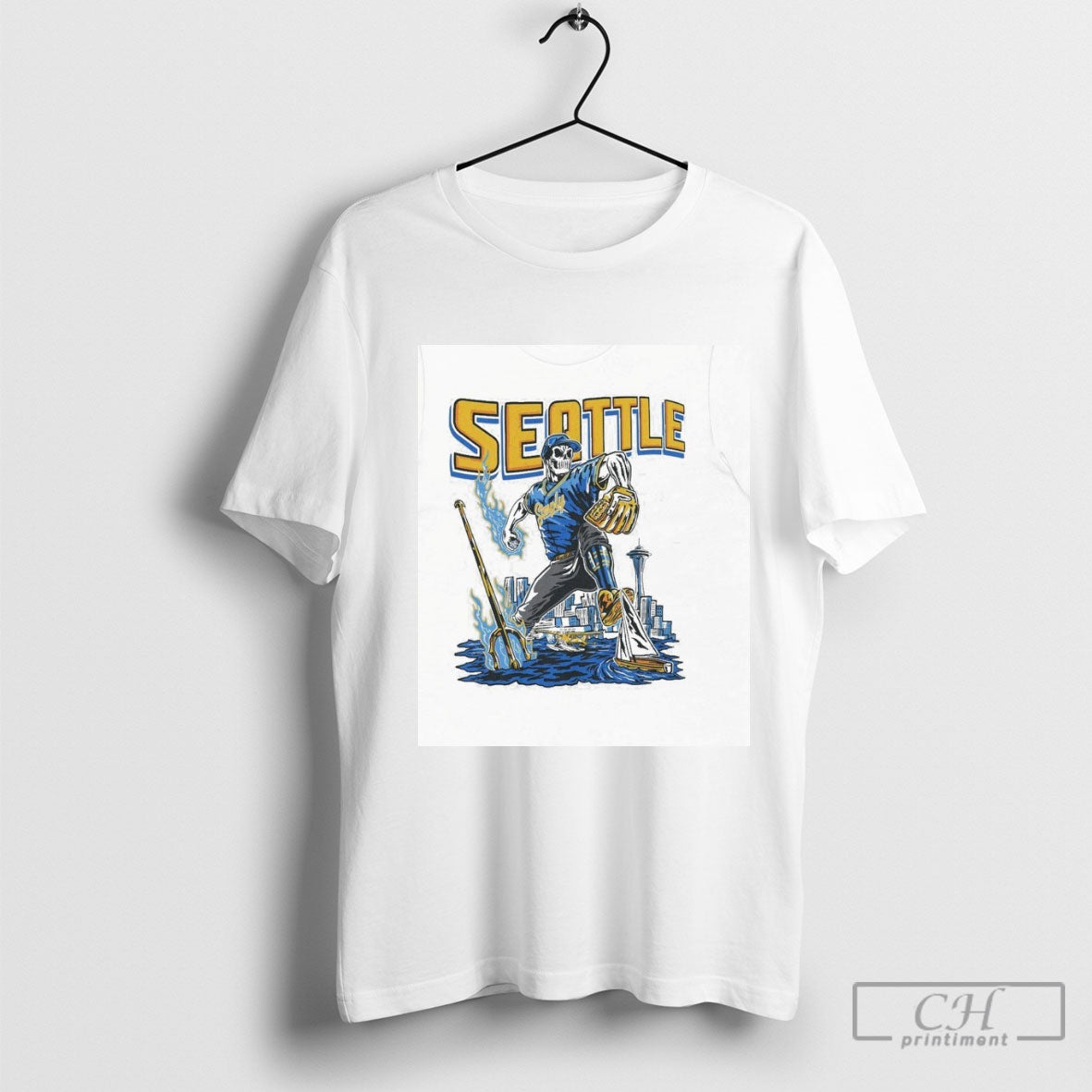 Seattle Mariners Aces Inferno Skeleton TShirt Designer Design