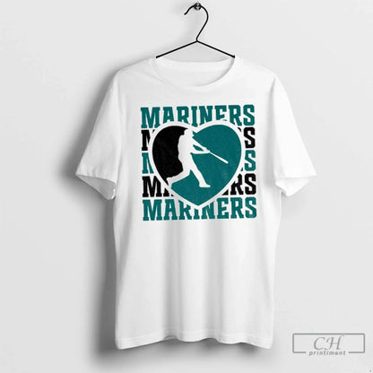 Seattle Mariners Baseball Logo Heart Mlb T Shirts Hoodie Modern Art
